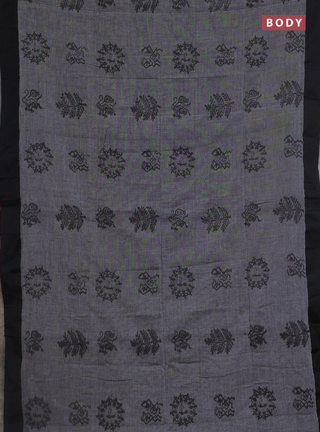 Bengal soft cotton saree grey and maroon with butta weaves and simple border