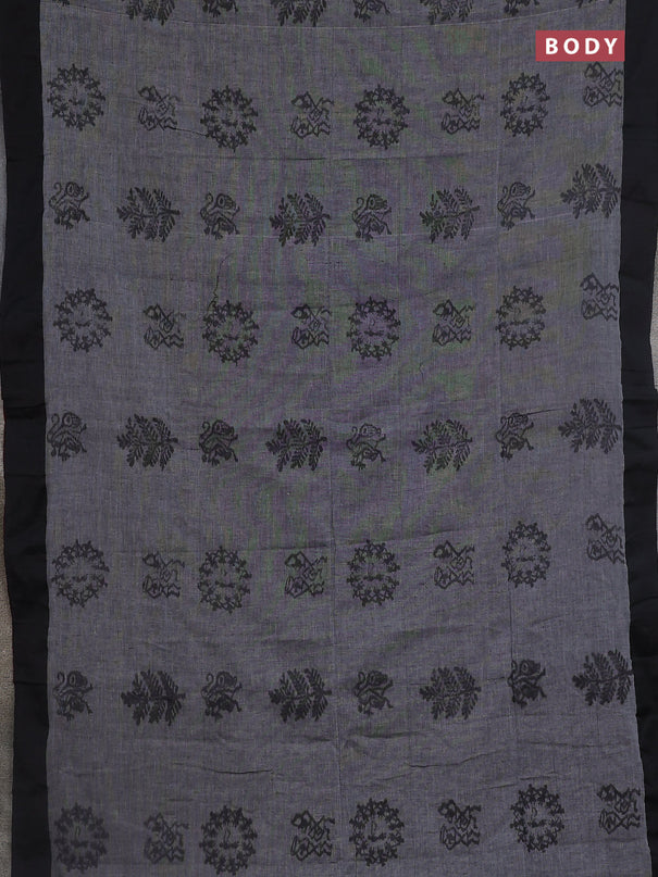 Bengal soft cotton saree grey and maroon with butta weaves and simple border