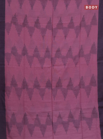 Bengal soft cotton saree pastel pink and navy blue with allover weaves and simple border
