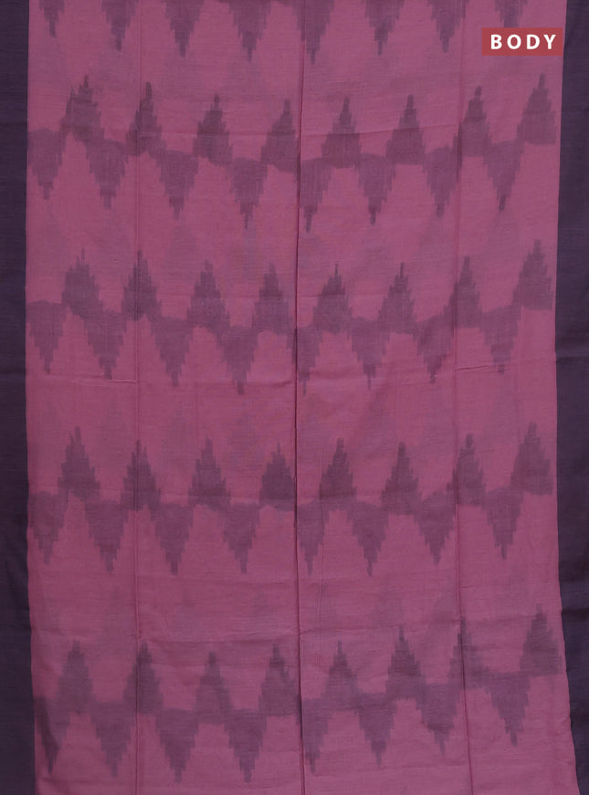 Bengal soft cotton saree pastel pink and navy blue with allover weaves and simple border