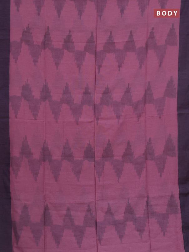 Bengal soft cotton saree pastel pink and navy blue with allover weaves and simple border