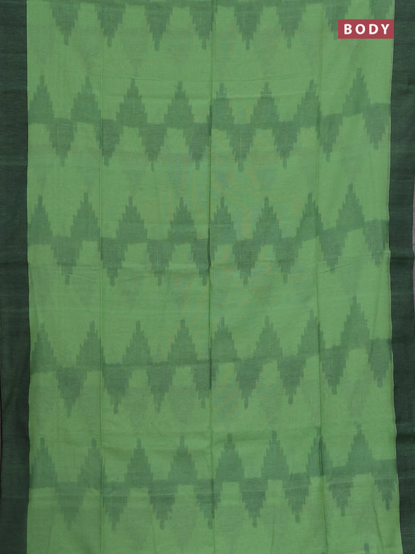 Bengal soft cotton saree pista green and black with allover weaves and simple border