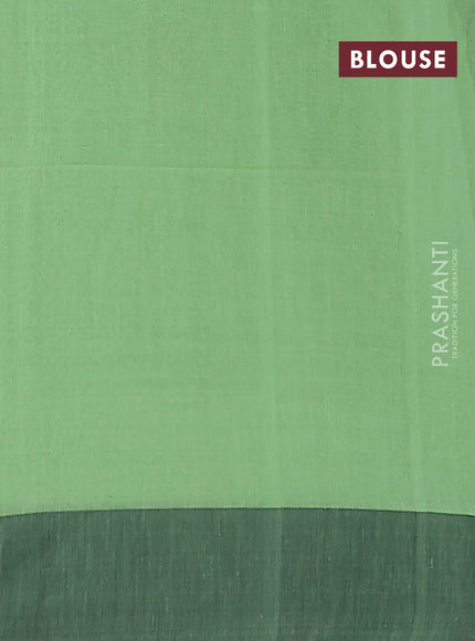 Bengal soft cotton saree pista green and black with allover weaves and simple border