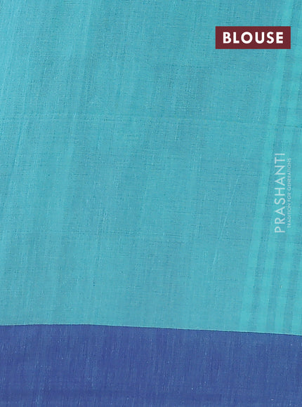 Bengal soft cotton saree teal blue and blue with allover weaves and simple border