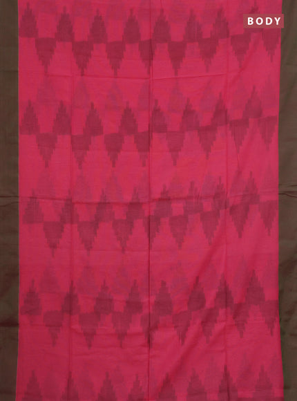 Bengal soft cotton saree candy pink and green with allover weaves and simple border