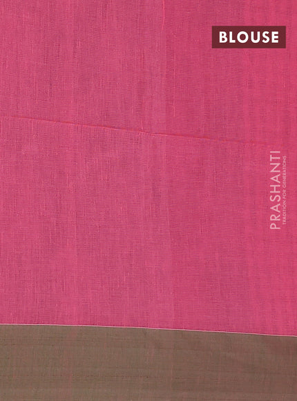 Bengal soft cotton saree candy pink and green with allover weaves and simple border