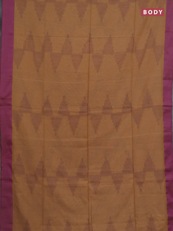 Bengal soft cotton saree sandal and purple with allover weaves and simple border