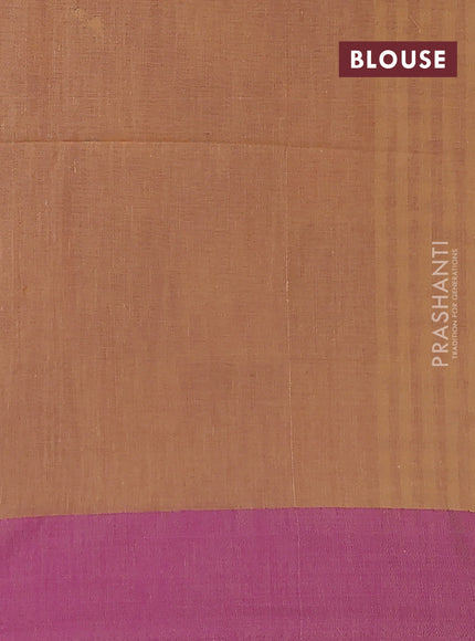 Bengal soft cotton saree sandal and purple with allover weaves and simple border