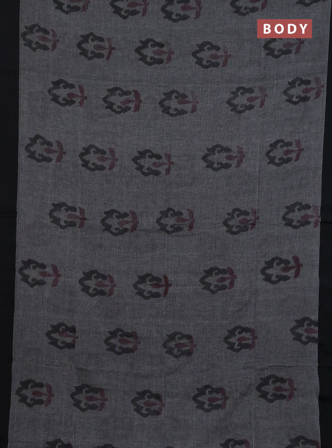 Bengal soft cotton saree grey and maroon with allover weaves and simple border