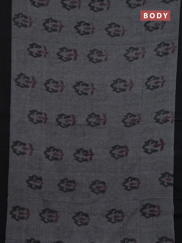 Bengal soft cotton saree grey and maroon with allover weaves and simple border
