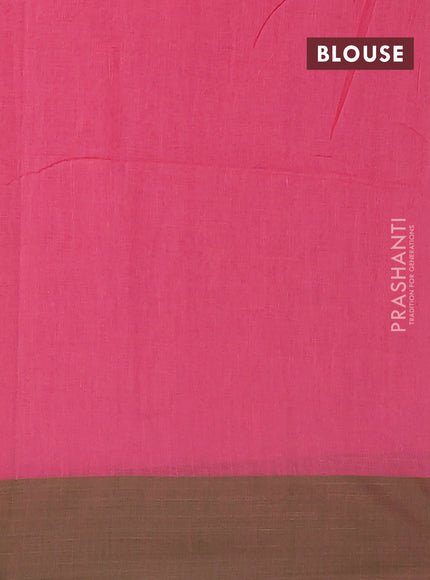Bengal soft cotton saree candy pink and green with allover weaves and simple border