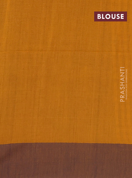 Bengal soft cotton saree yellow and navy blue with allover weaves and simple border