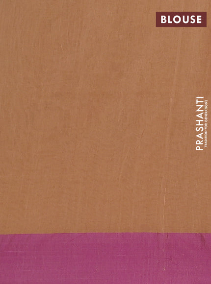Bengal soft cotton saree sandal and purple with allover weaves and simple border