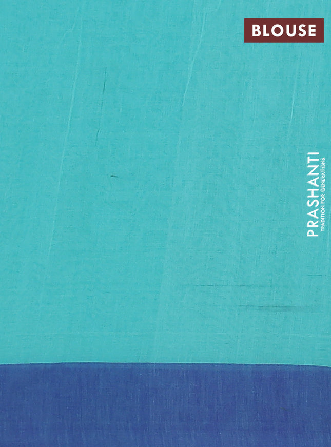 Bengal soft cotton saree teal blue and blue with allover weaves and simple border