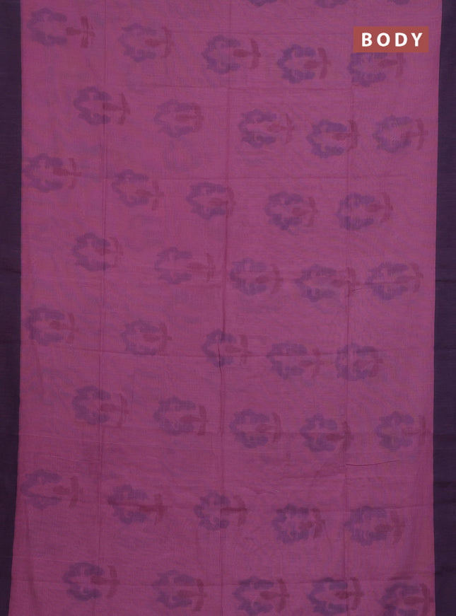 Bengal soft cotton saree pastel pink and navy blue with allover weaves and simple border