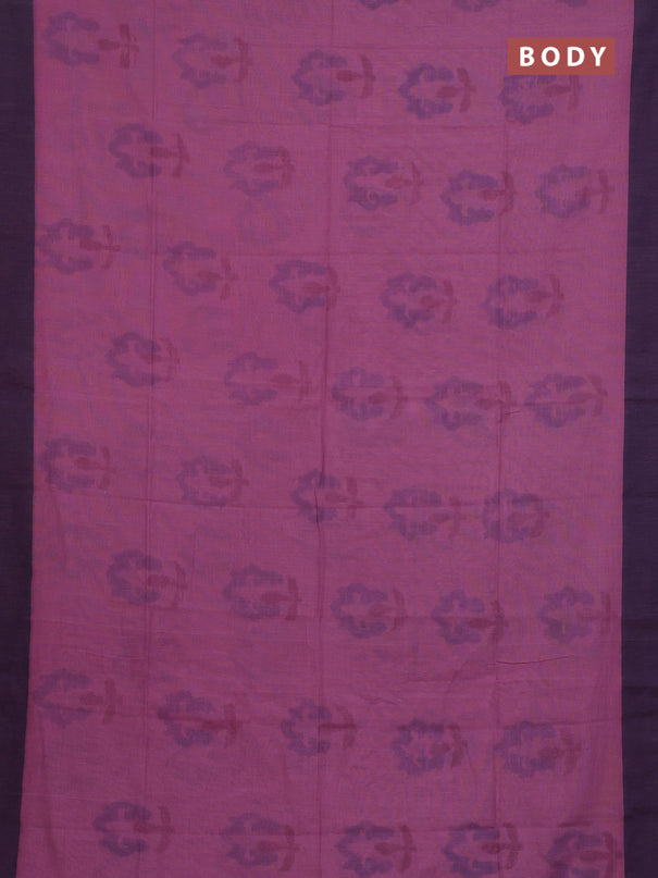 Bengal soft cotton saree pastel pink and navy blue with allover weaves and simple border