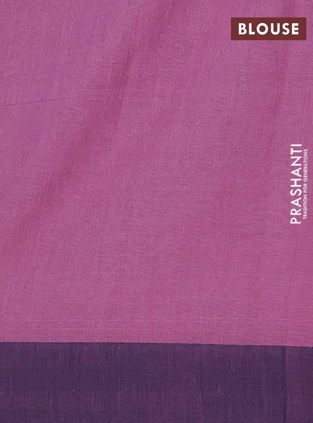 Bengal soft cotton saree pastel pink and navy blue with allover weaves and simple border