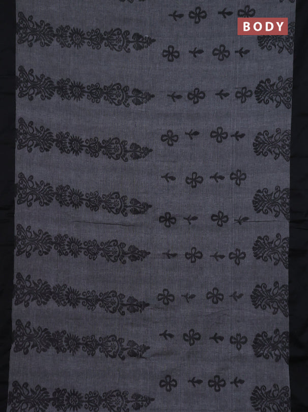 Bengal soft cotton saree grey and maroon with allover weaves and simple border