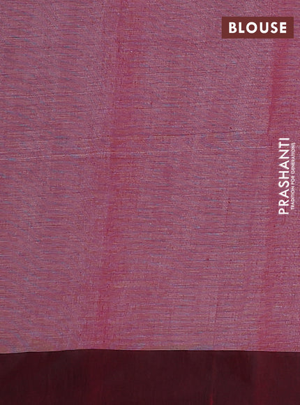 Bengal soft cotton saree grey and maroon with allover weaves and simple border