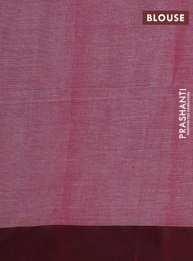 Bengal soft cotton saree grey and maroon with allover weaves and simple border