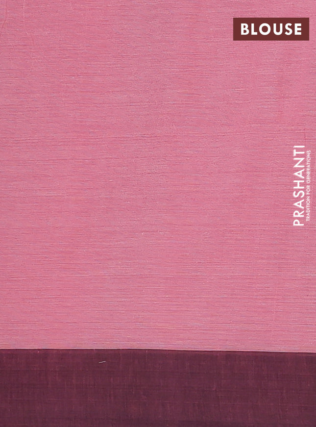 Bengal soft cotton saree peach pink and greyish green with allover weaves and simple border