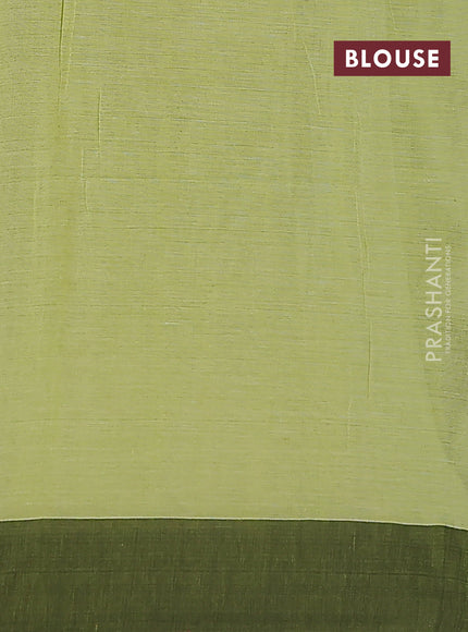 Bengal soft cotton saree light green and grey with allover weaves and simple border