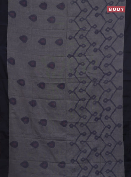 Bengal soft cotton saree greyish blue and black with allover weaves and simple border