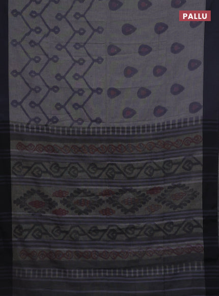 Bengal soft cotton saree greyish blue and black with allover weaves and simple border