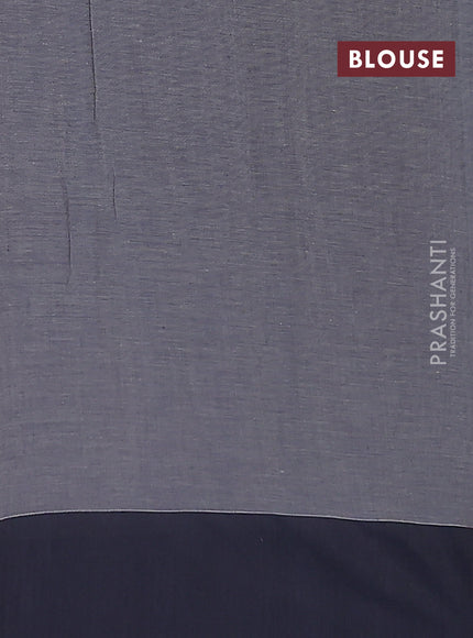 Bengal soft cotton saree greyish blue and black with allover weaves and simple border