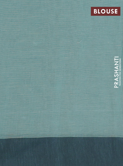 Bengal soft cotton saree pastel green and black with allover weaves and simple border