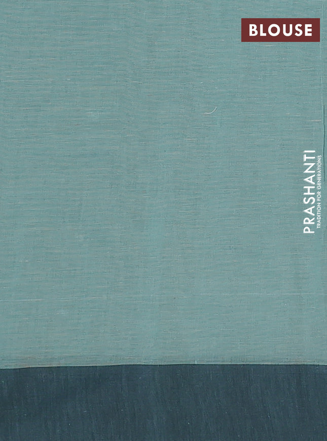 Bengal soft cotton saree pastel green and black with allover weaves and simple border