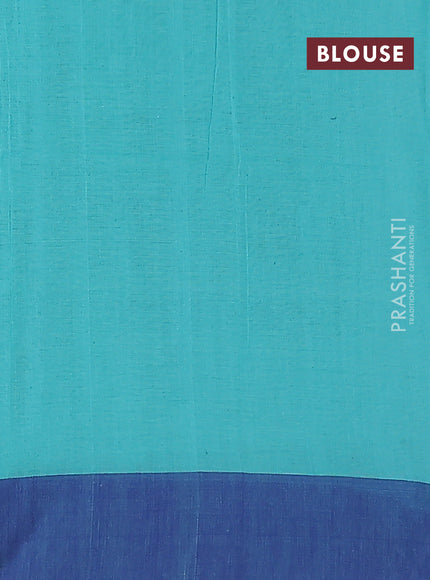 Bengal soft cotton saree teal blue and blue with allover weaves and simple border