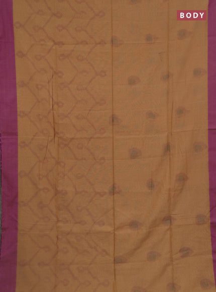 Bengal soft cotton saree sandal and purple with allover weaves and simple border