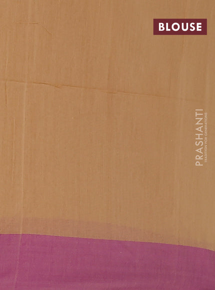 Bengal soft cotton saree sandal and purple with allover weaves and simple border