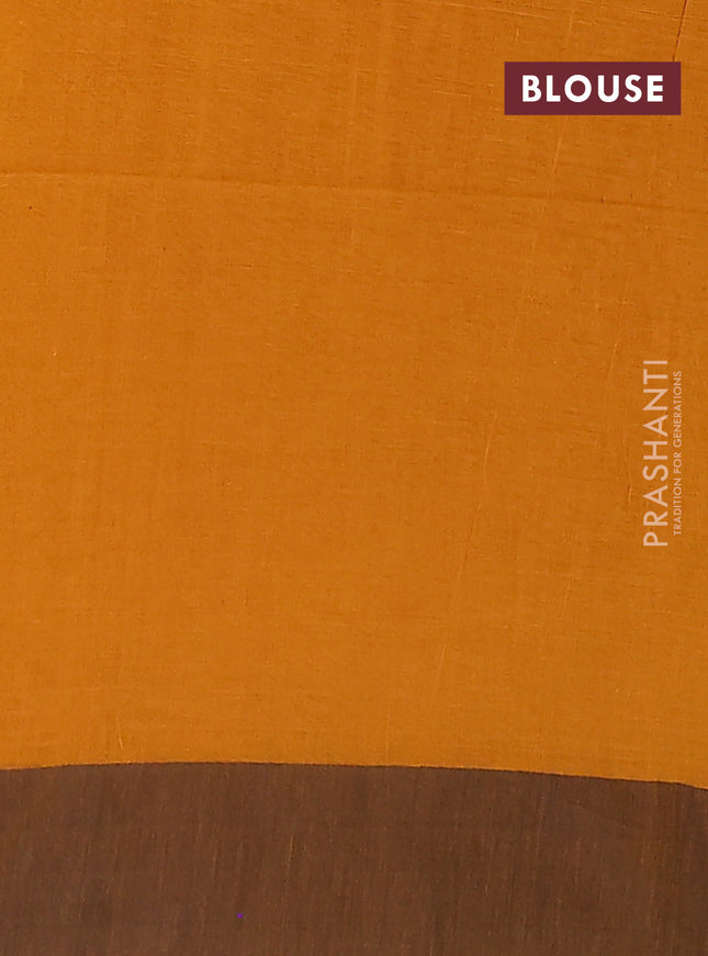 Bengal soft cotton saree dark mustard and black with allover weaves and simple border
