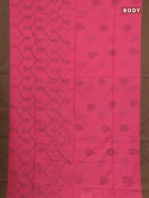 Bengal soft cotton saree pink and dual shade of green with allover weaves and simple border