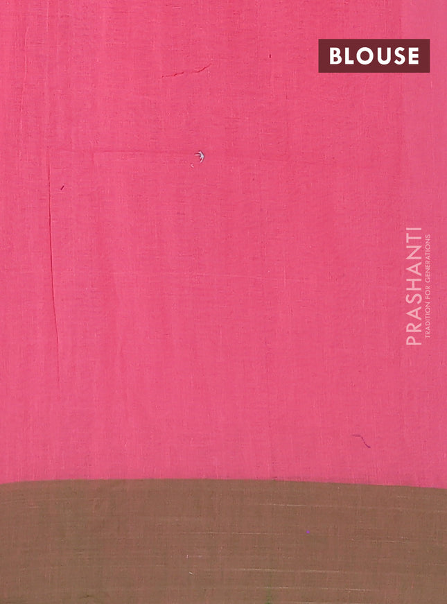 Bengal soft cotton saree pink and dual shade of green with allover weaves and simple border