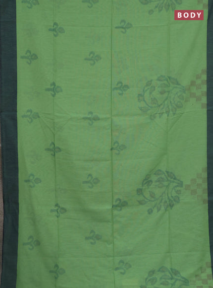 Bengal soft cotton saree green and blue with allover butta weaves and simple border