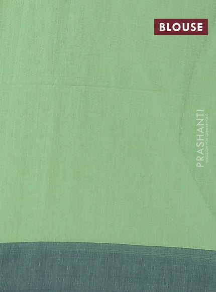 Bengal soft cotton saree green and blue with allover butta weaves and simple border