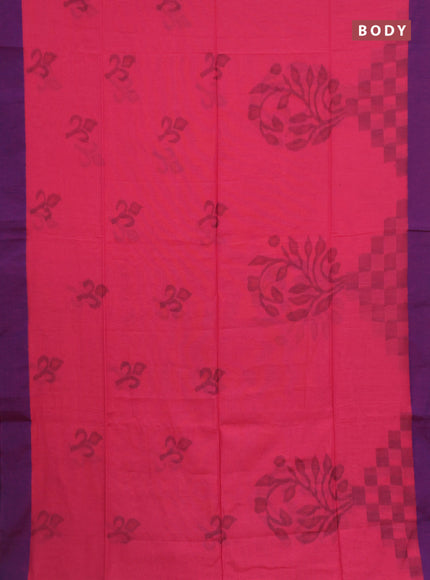 Bengal soft cotton saree peach pink and blue with allover butta weaves and simple border