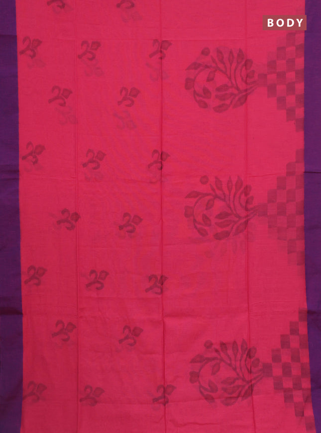 Bengal soft cotton saree peach pink and blue with allover butta weaves and simple border