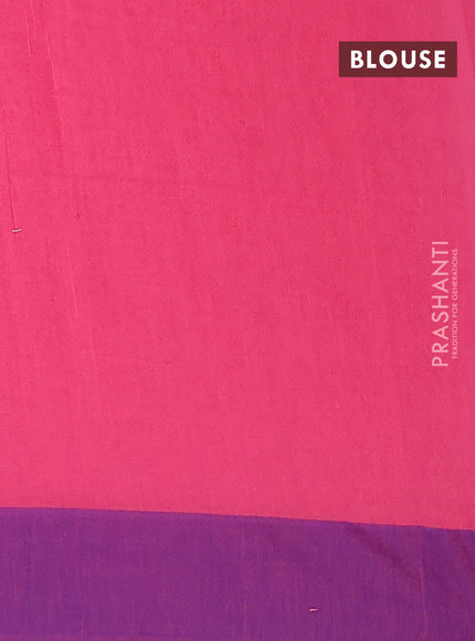 Bengal soft cotton saree peach pink and blue with allover butta weaves and simple border