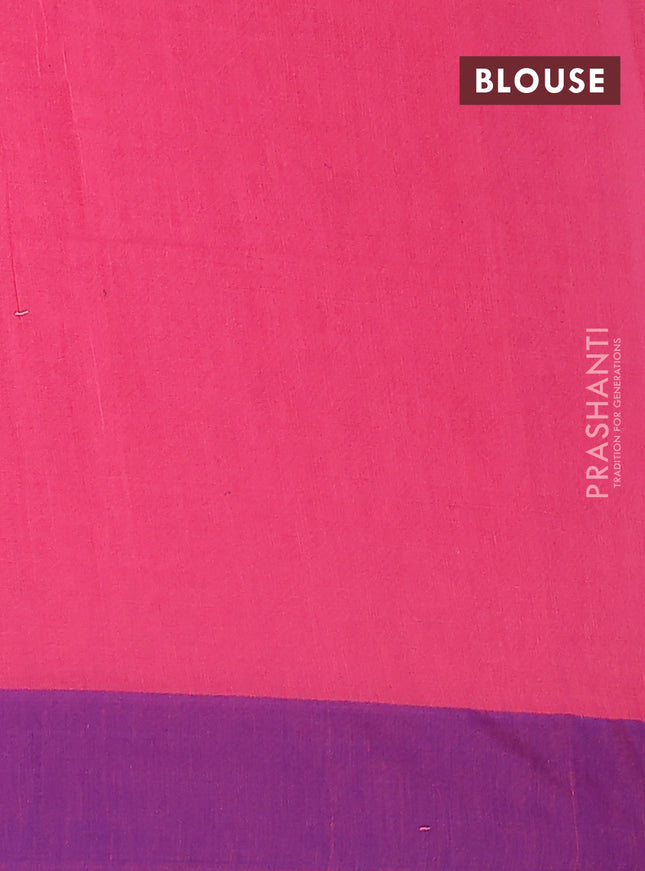 Bengal soft cotton saree peach pink and blue with allover butta weaves and simple border