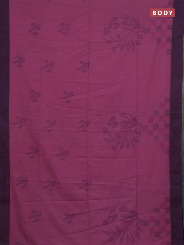 Bengal soft cotton saree mauve pink and navy blue with allover butta weaves and simple border
