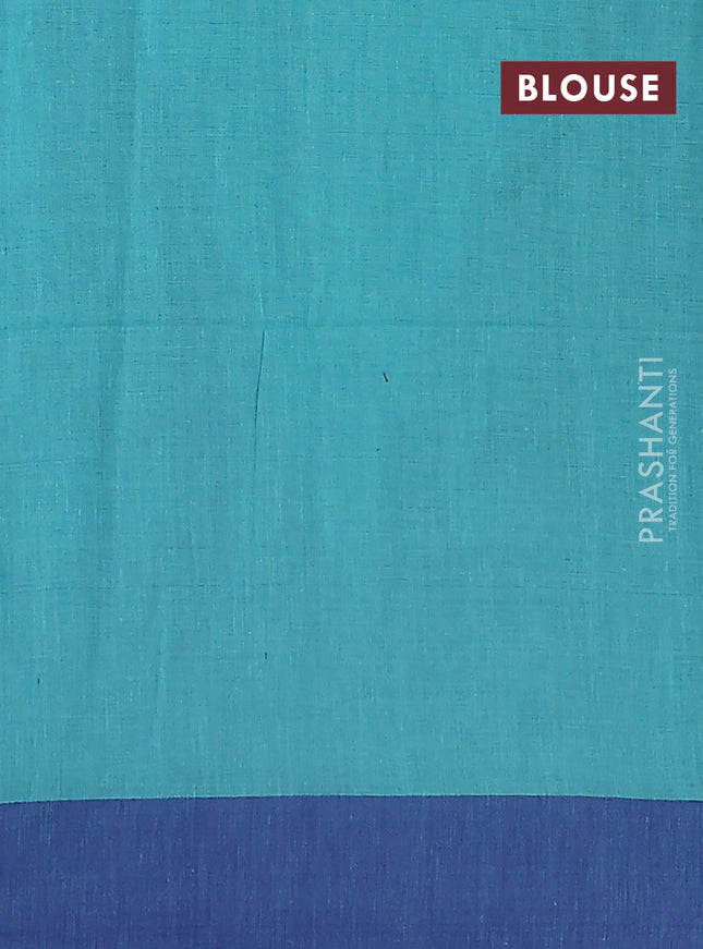 Bengal soft cotton saree teal blue and blue with allover butta weaves and simple border
