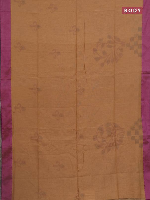 Bengal soft cotton saree sandal and purple with allover butta weaves and simple border