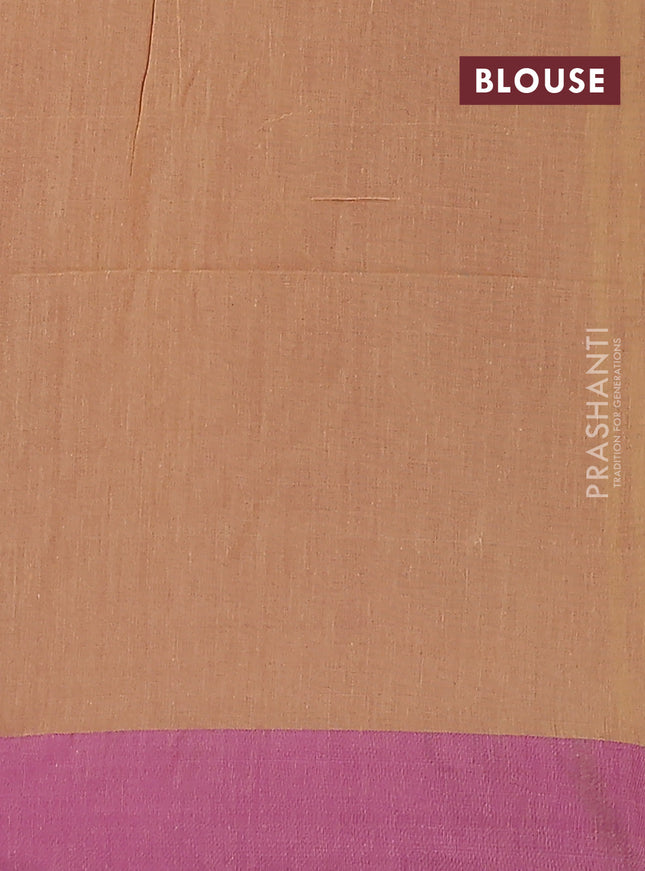 Bengal soft cotton saree sandal and purple with allover butta weaves and simple border