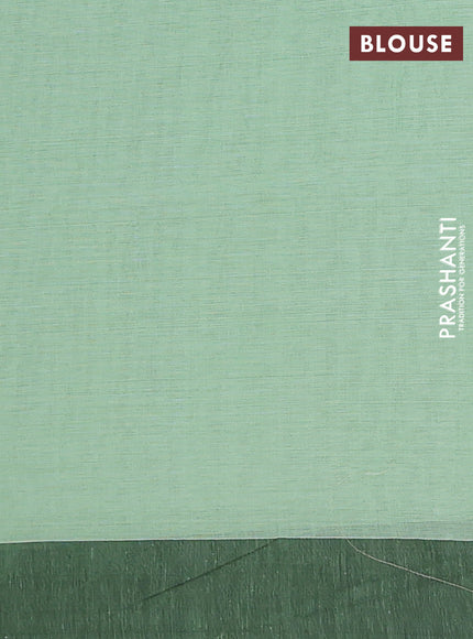 Bengal soft cotton saree pista green and black with allover weaves and simple border