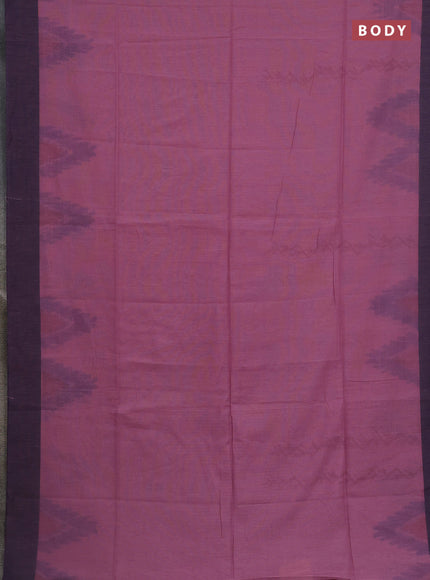 Bengal soft cotton saree mauve pink and navy blue with weaves and simple border