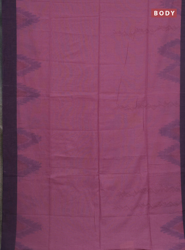 Bengal soft cotton saree mauve pink and navy blue with weaves and simple border